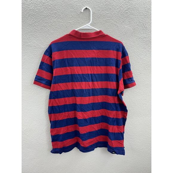Puma Mens Polo Shirt Size XL Blue Red Striped Short Sleeve Collared - Picture 9 of 14